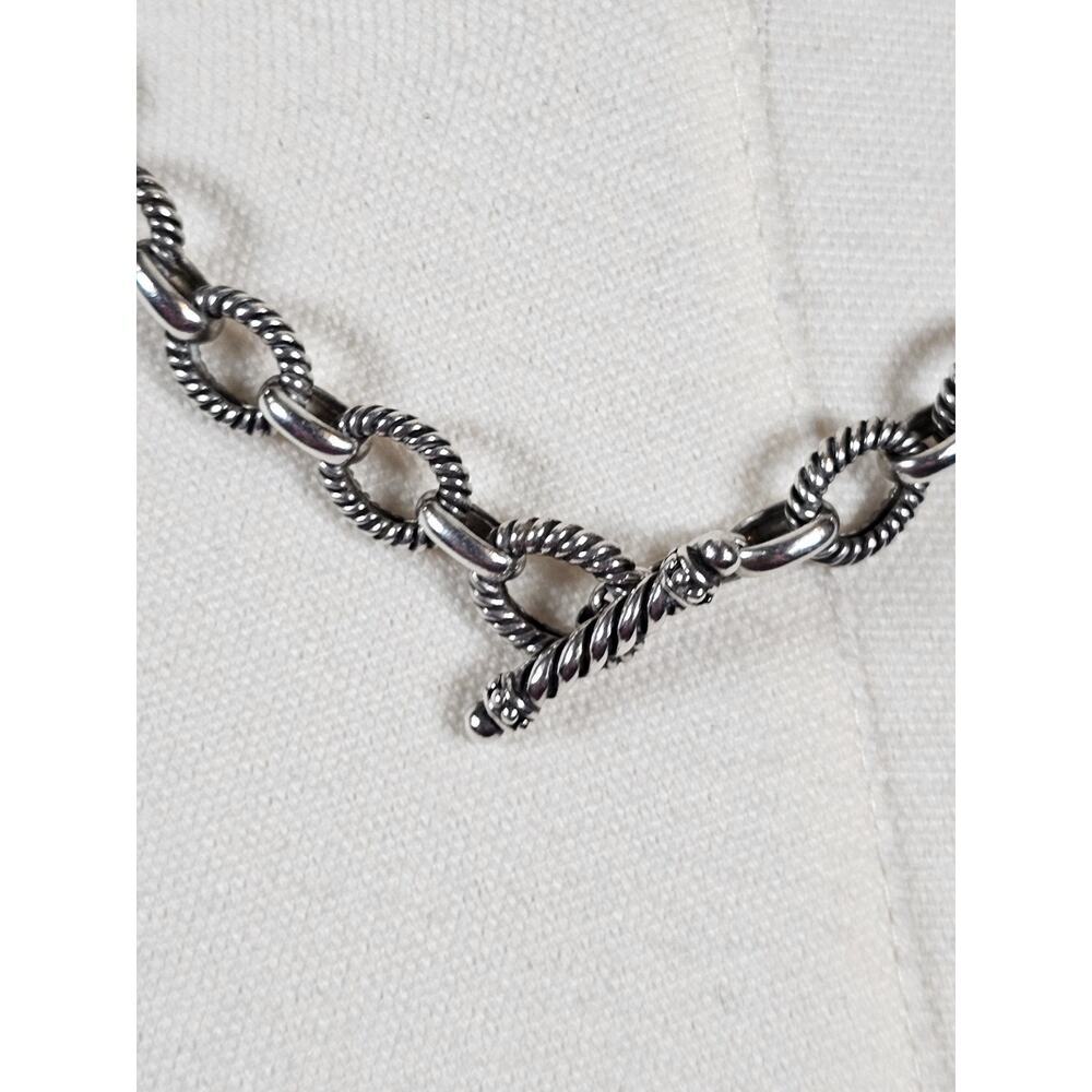 Michelle Albala Sterling Silver Twisted Rolo Cable Chain Toggle Necklace 18in - Picture 5 of 11